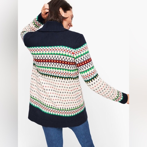 Talbots ladies FAIR ISLE SHAWL COLLAR OPEN SWEATER soft cozy small oversized - Picture 11 of 11